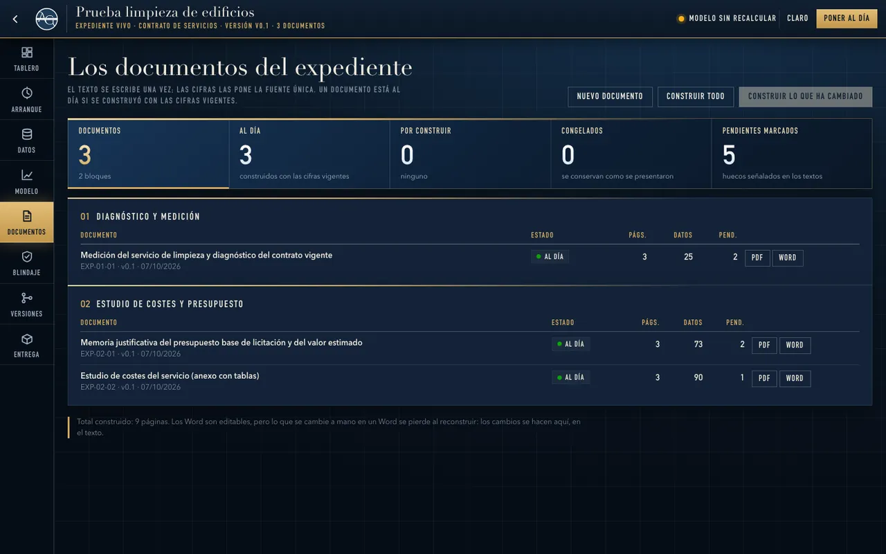 Expediente vivo: Documentos construidos con las cifras vigentes