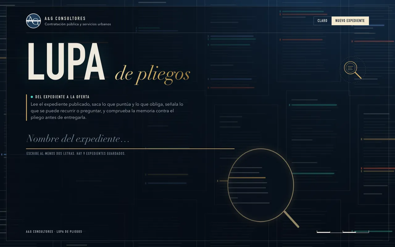 Lupa de pliegos: Portada de la herramienta